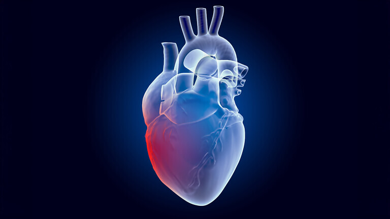 Pain in Heart concept. Ghost light effect, x-ray hologram. 3D re
