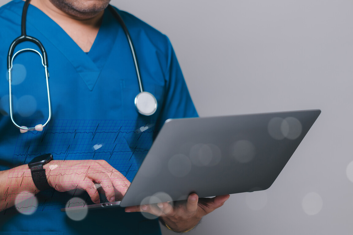 Healthcare professional using AI