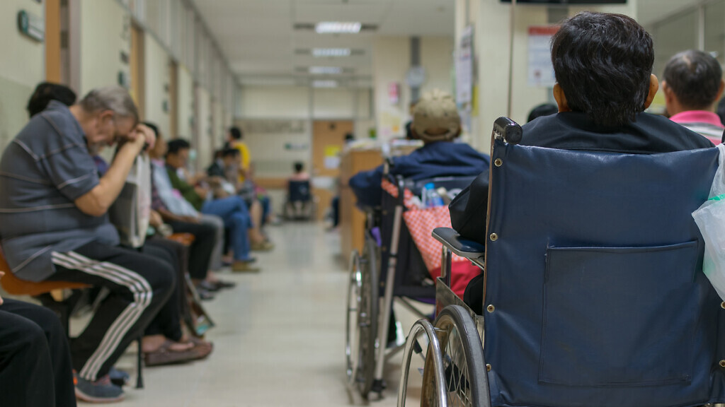 Patient waiting for a doctor in hospital