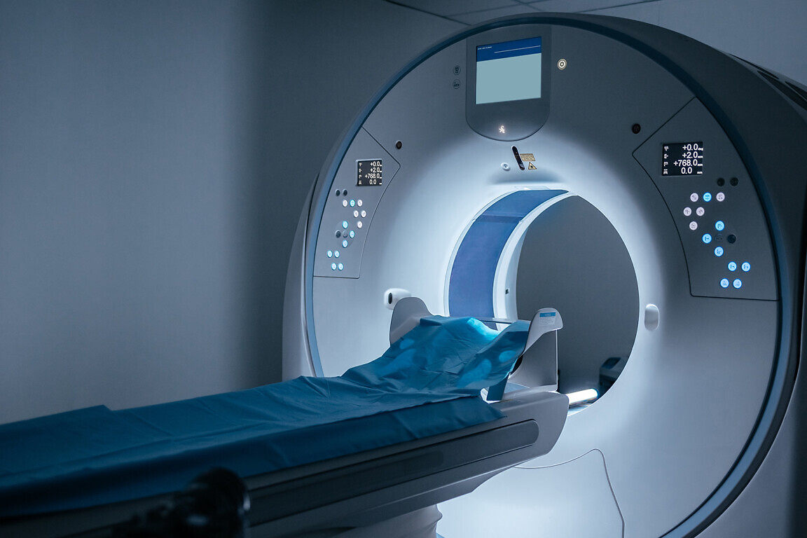 Modern hospital and communication network concept.