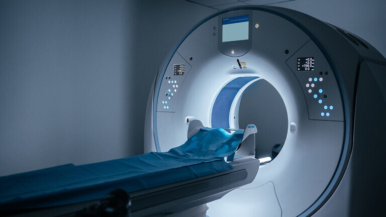 Modern hospital and communication network concept.