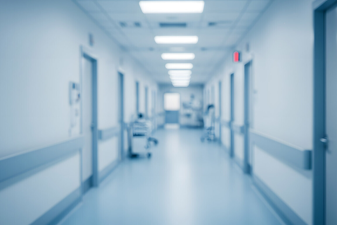 blur image background of corridor in hospital.