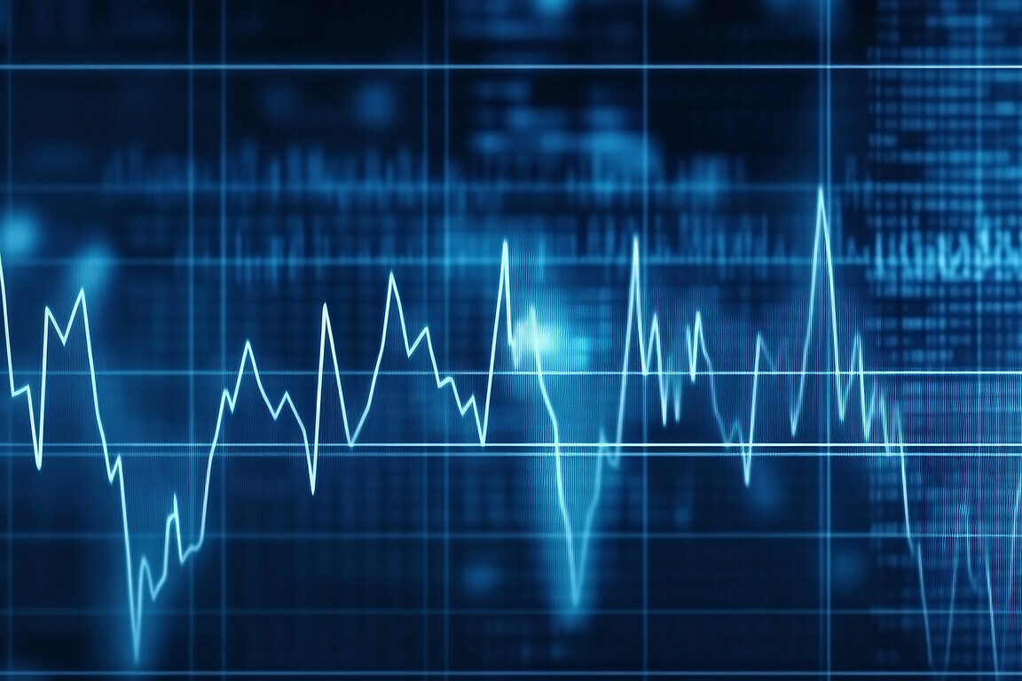 The digital display on a patient monitoring screen in a hospital