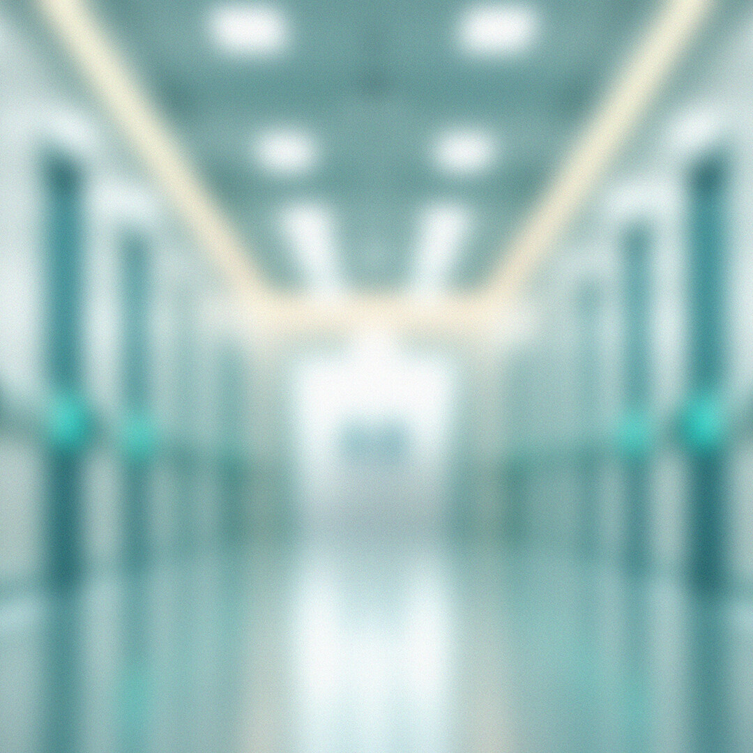 Blurred hospital corridor.