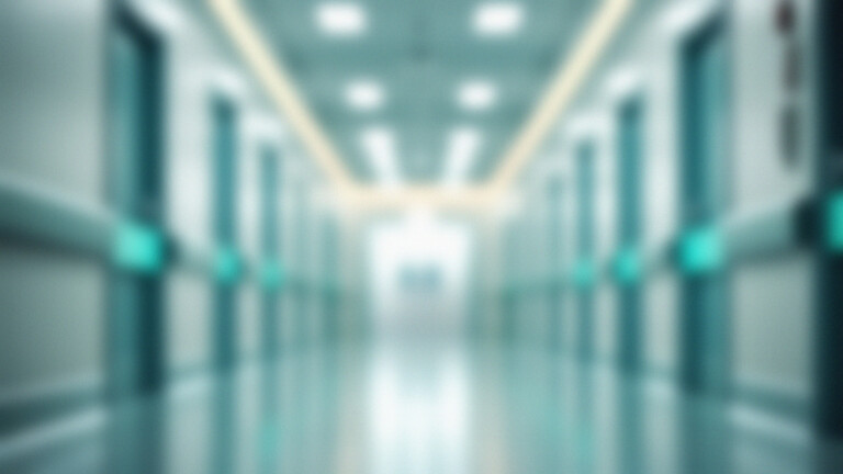 Blurred hospital corridor.