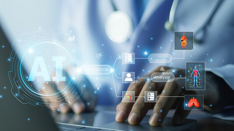 Doctor leveraging AI automation for smart health monitoring