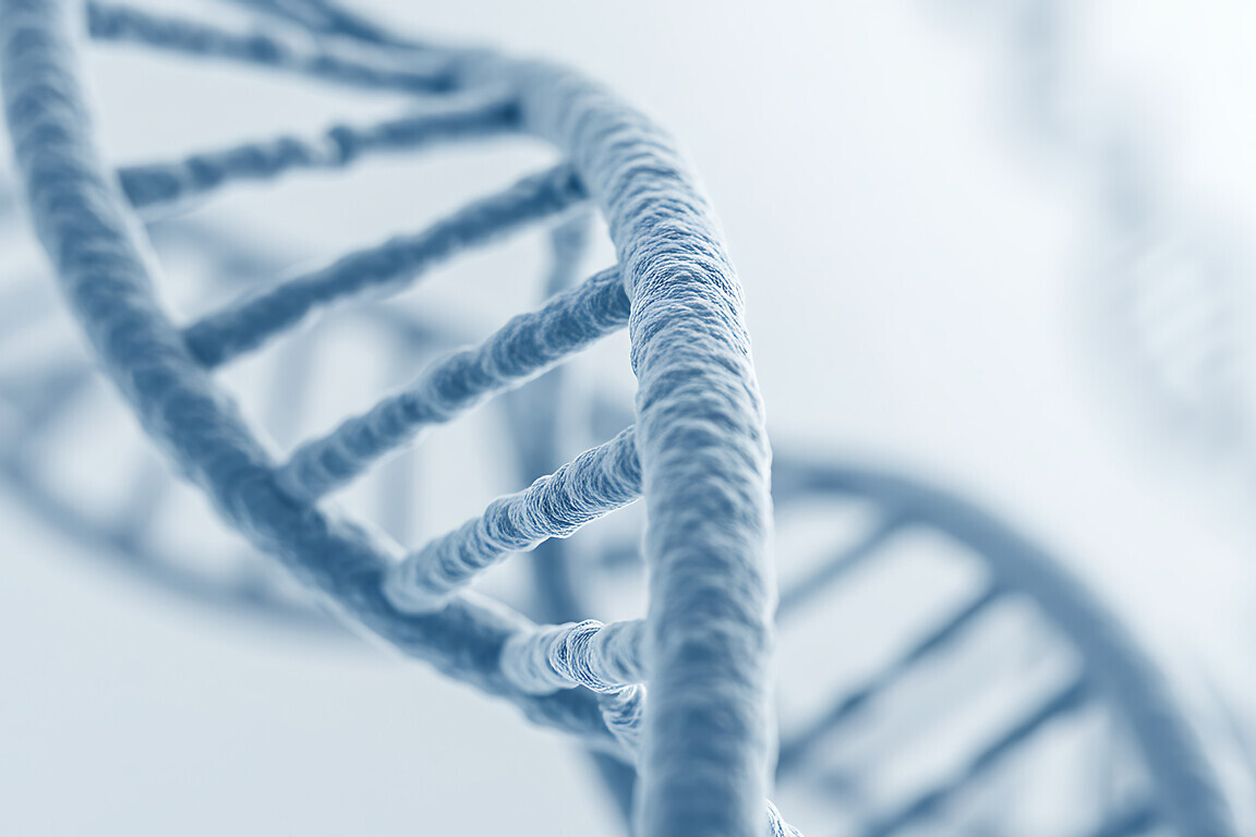 DNA Double Helix: A Serene Blue Scientific Illustration