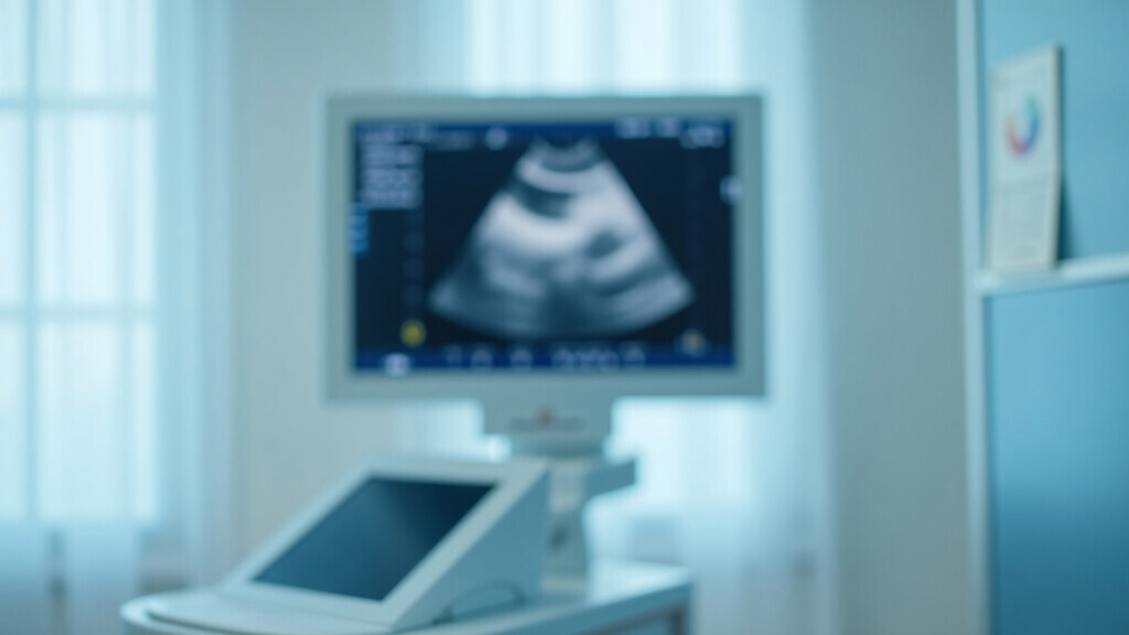 Blurred Ultrasound Monitor in Hospital Room