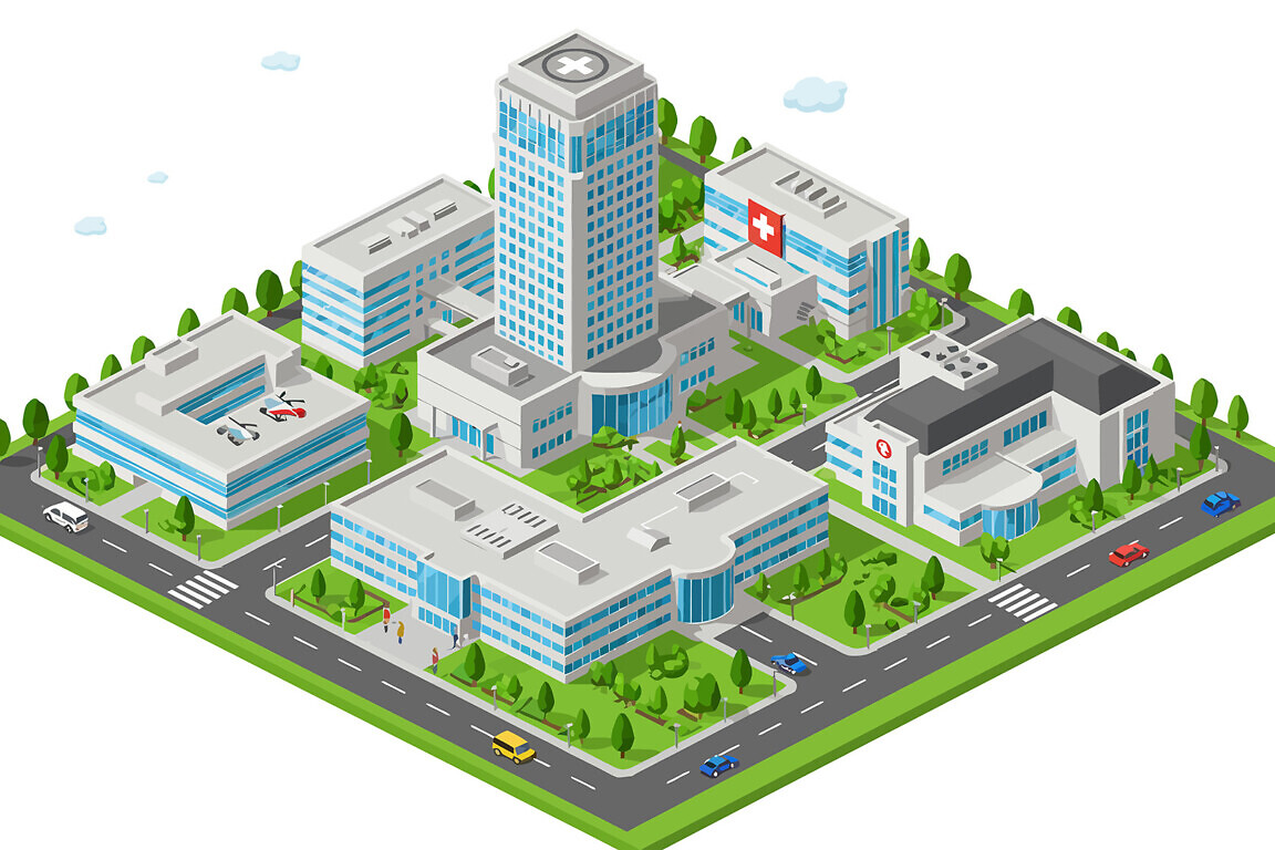 Modern hospital building illustration