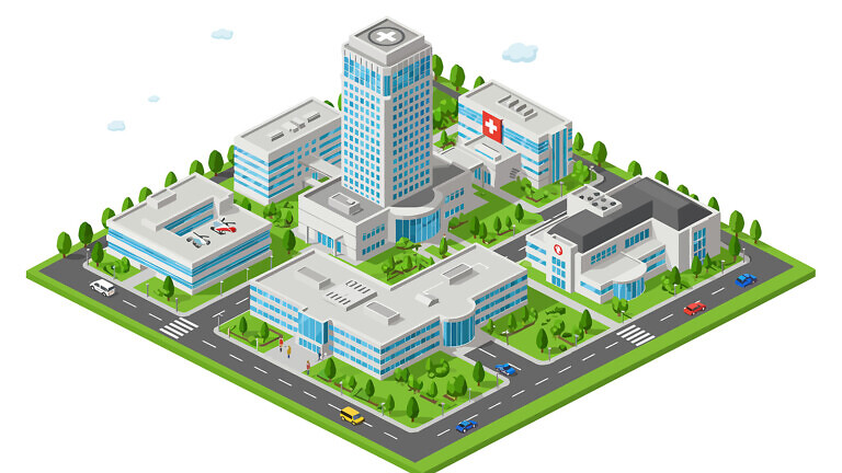 Modern hospital building illustration