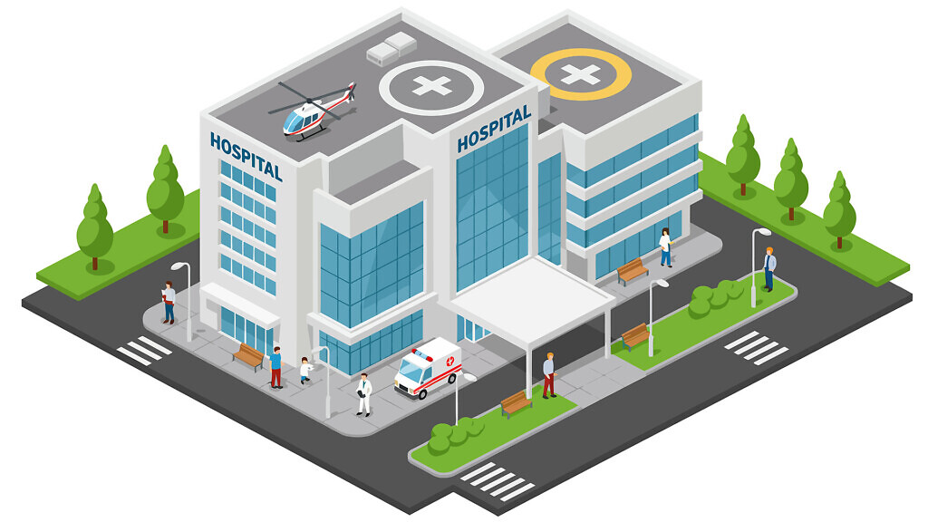 Modern hospital building illustration