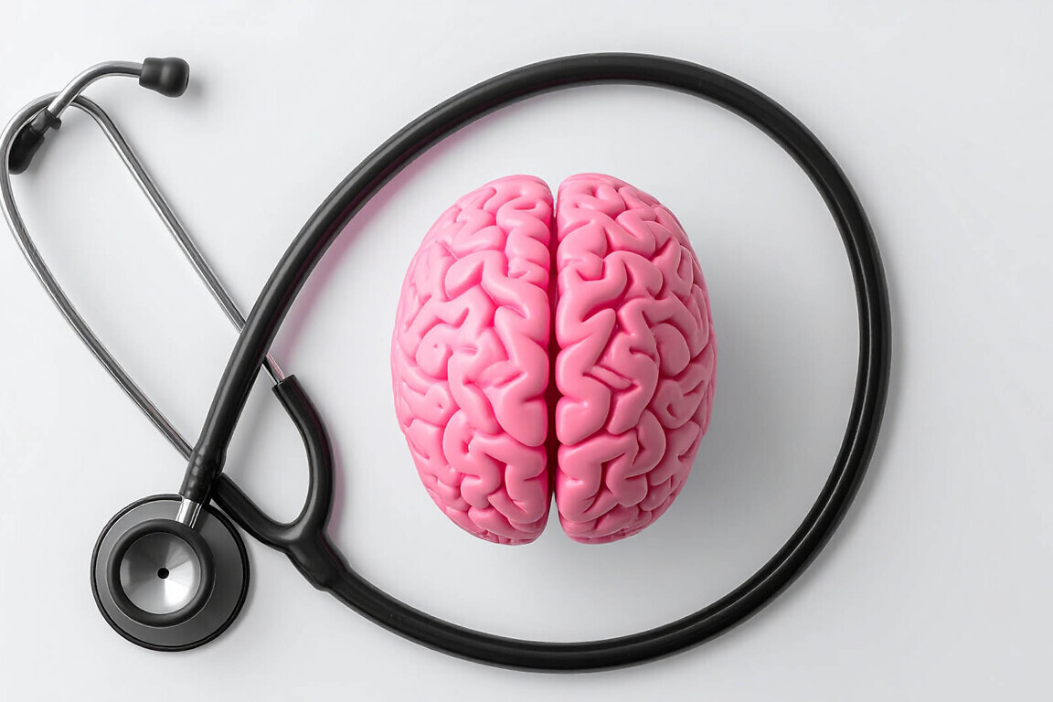 Pink Brain with Stethoscope