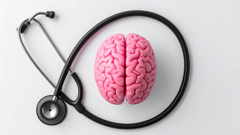 Pink Brain with Stethoscope