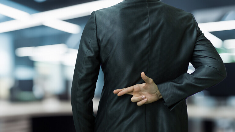 Sign of deceitful intentions in the office setting.