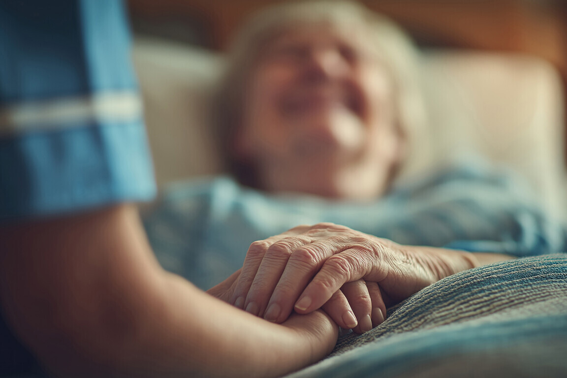 Smiling Nurse Holding Patient's Hand