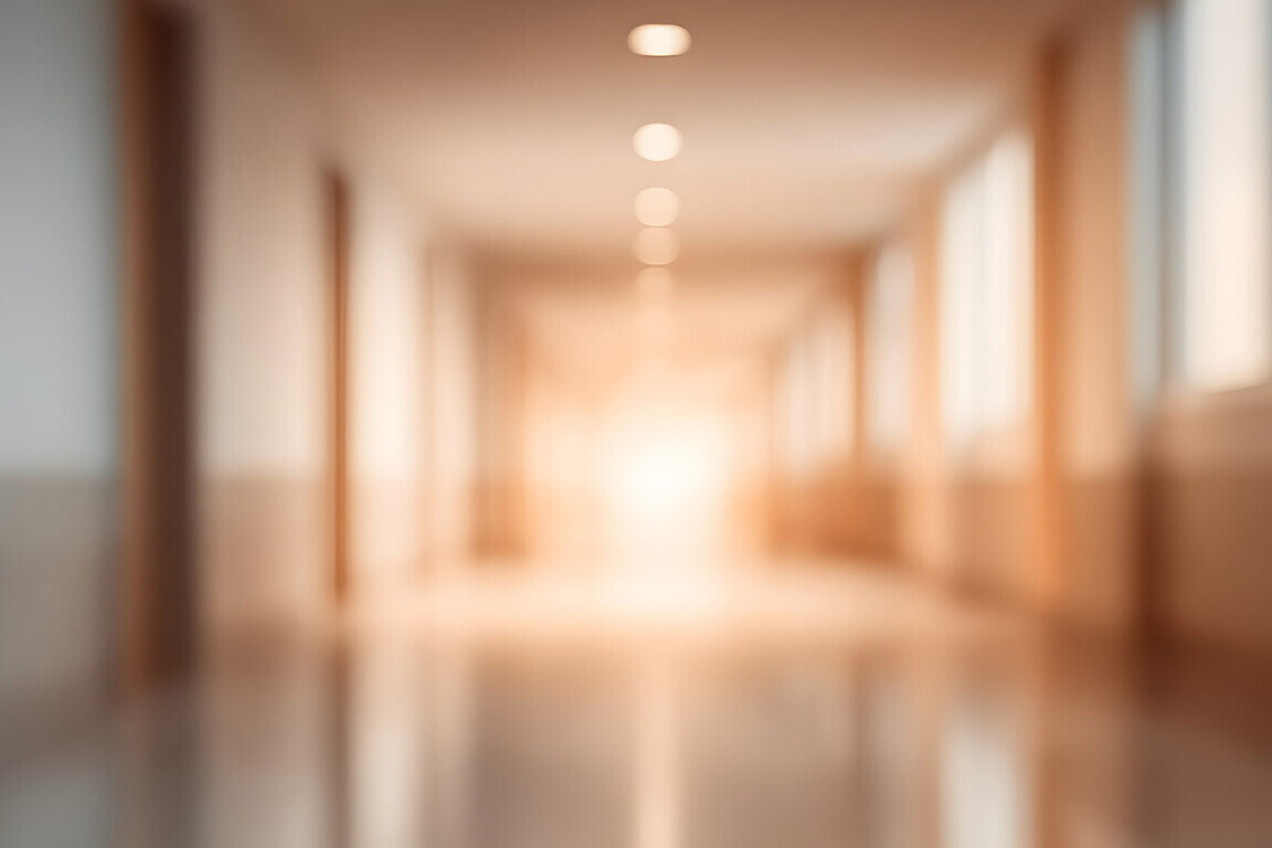 blurred image of a hospital's palliative care wing
