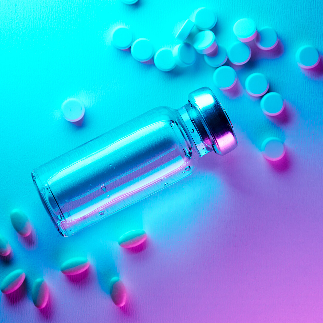 Glp 1 medication vial and pills