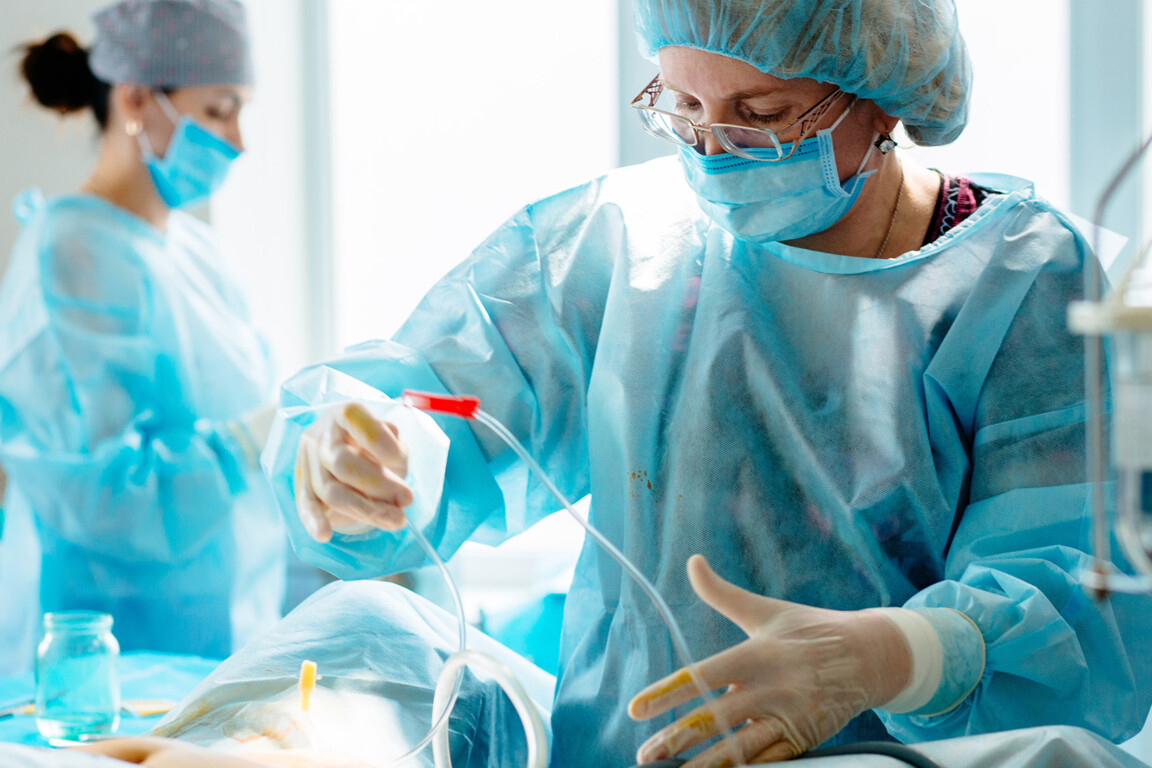 Gynecological surgery operation.
