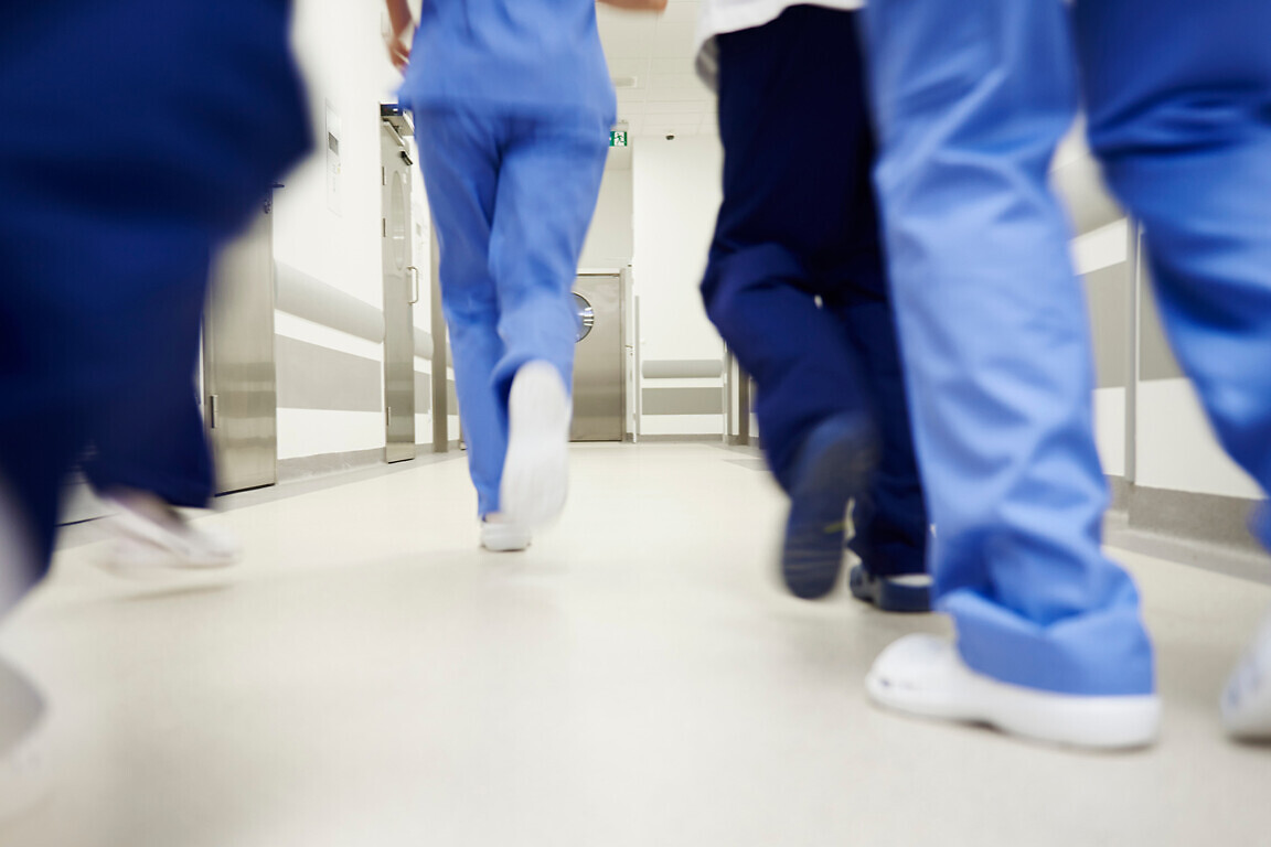 Group of doctors in a hurry