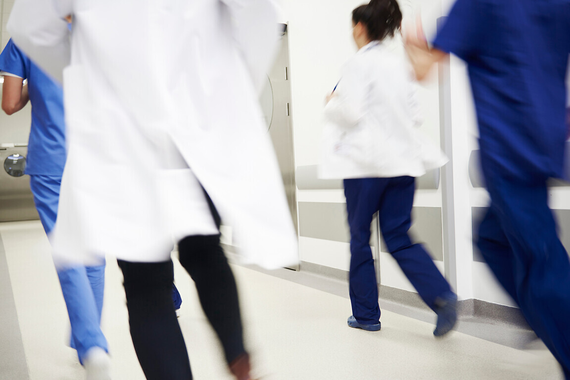 Group of doctors in a hurry