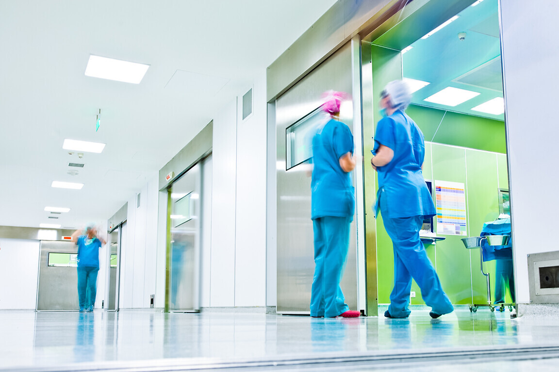 Blurred doctors surgery corridor