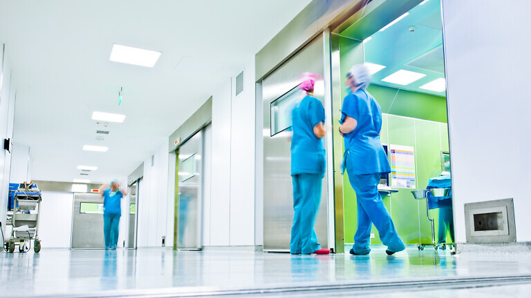 Blurred doctors surgery corridor