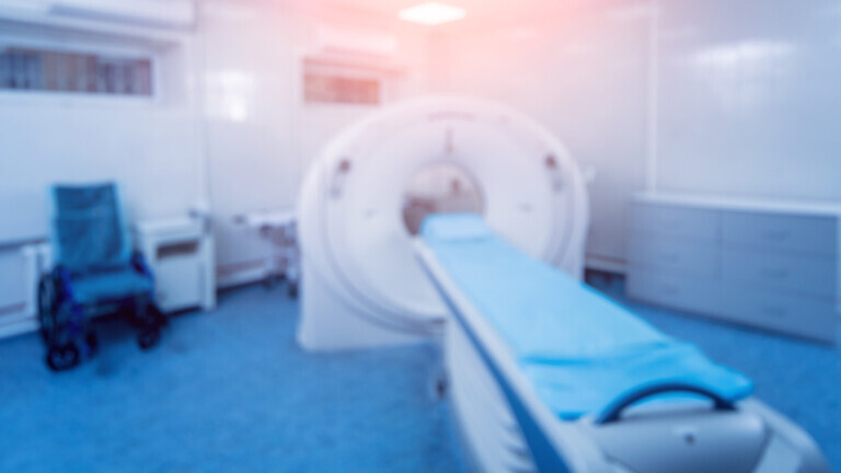 Blurred background of computer tomography diagnostics in modern medical center