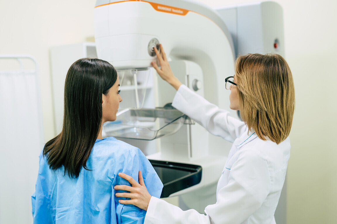 Young woman having mammography examination