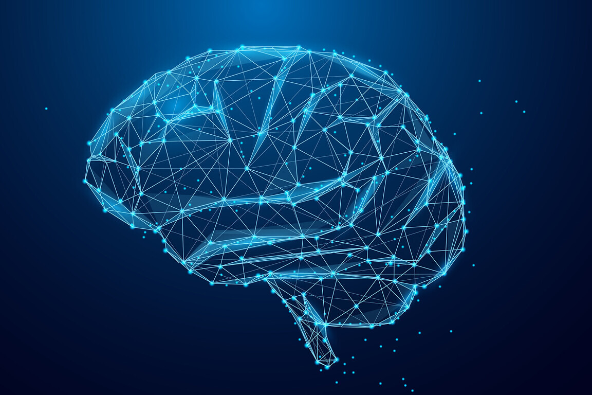 Low poly brain or Artificial intelligence concept.