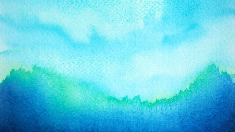 abstract blue landscape nature color background mountain forest sky water sea ocean wave cloud watercolor painting art texture illustration design pattern on paper peace mind mental health spiritual