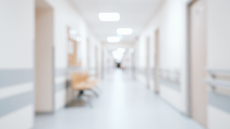Blurred hospital corridor