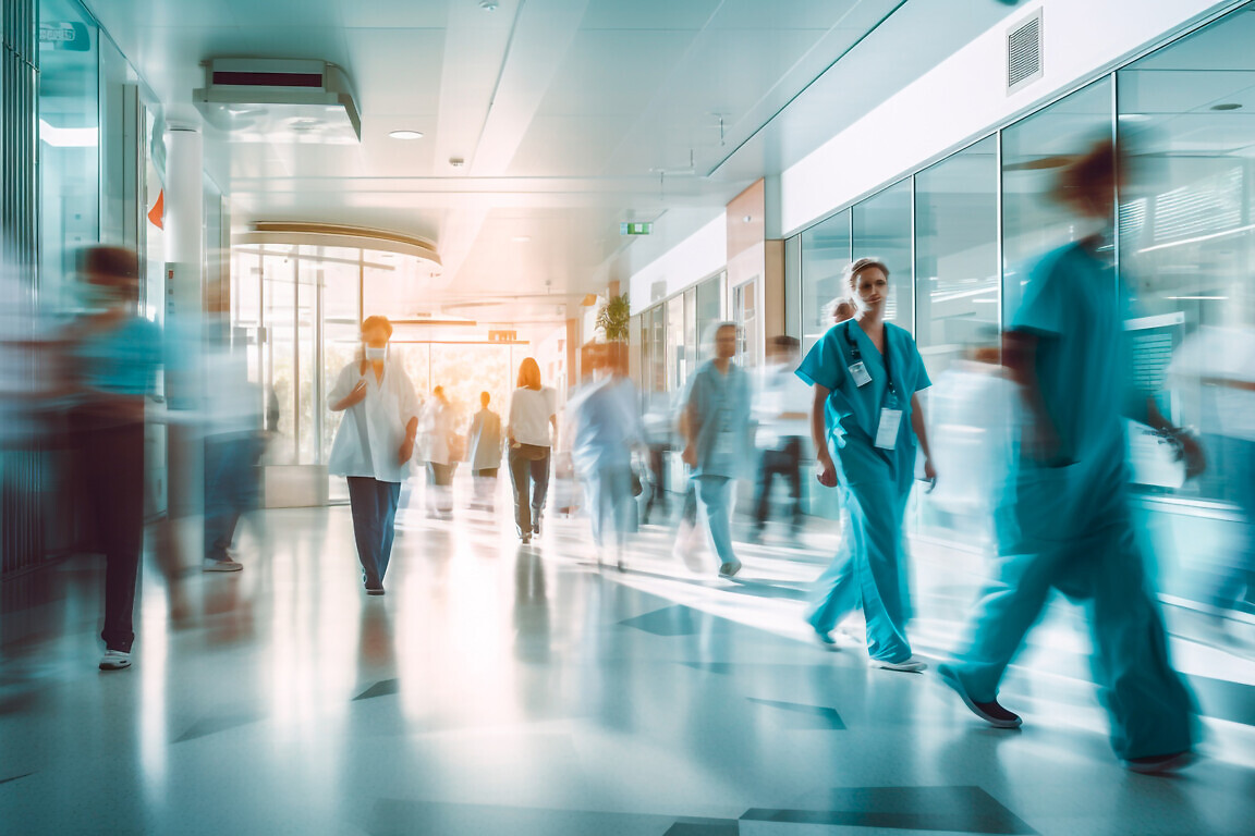 Hospital interior abstract background. Long exposure blurred mot