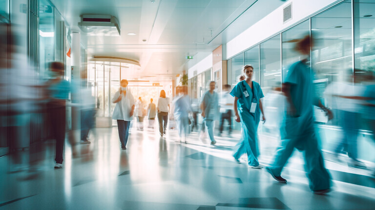 Hospital interior abstract background. Long exposure blurred mot
