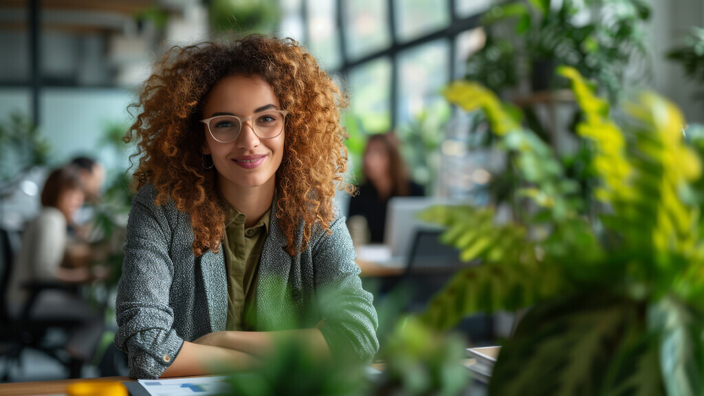 Portrait of a smiling businesswoman wearing glasses