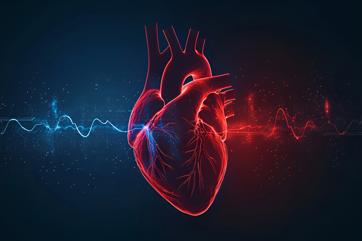 Digital 3D illustration of a human heart.