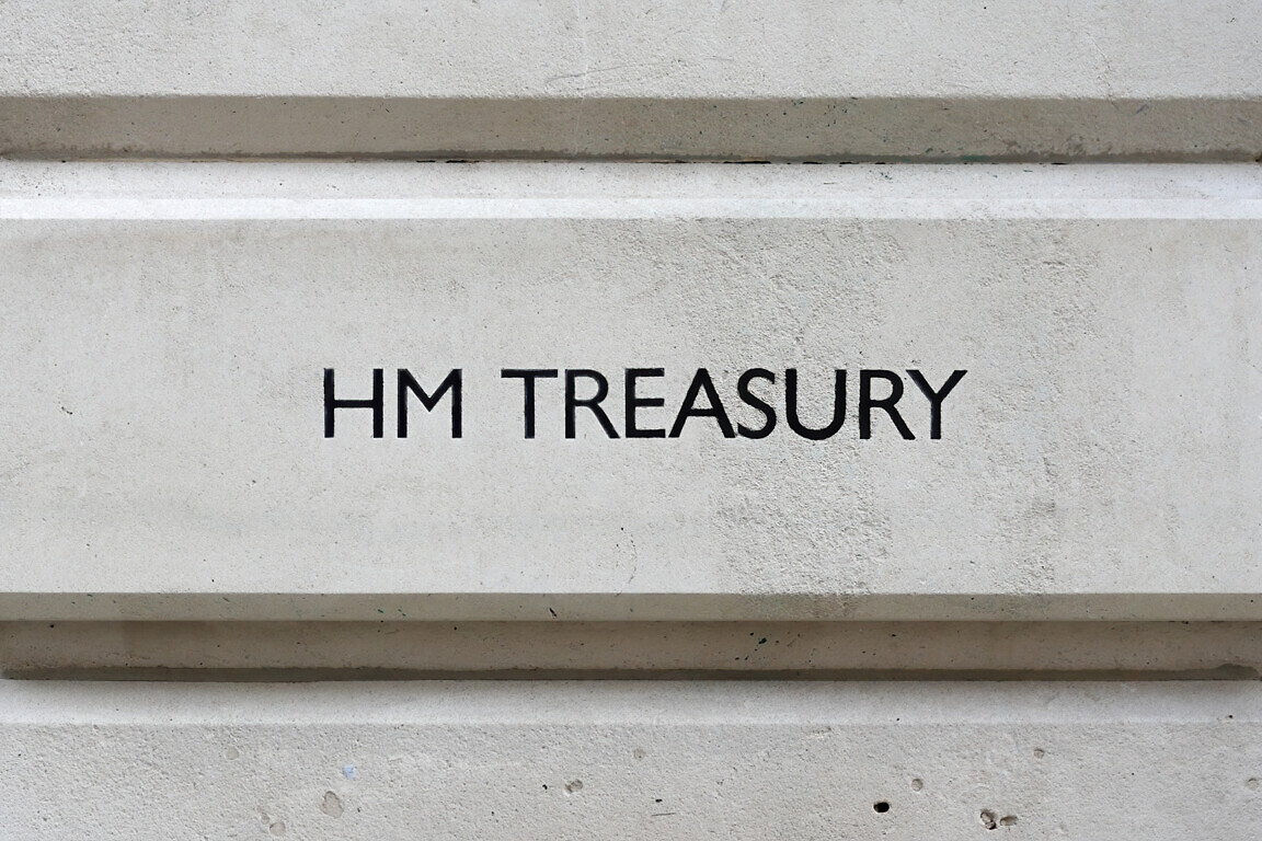 Sign of HM Treasury in London