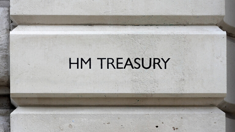 Sign of HM Treasury in London