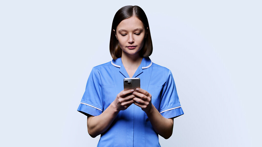 Nurse using a smartphone