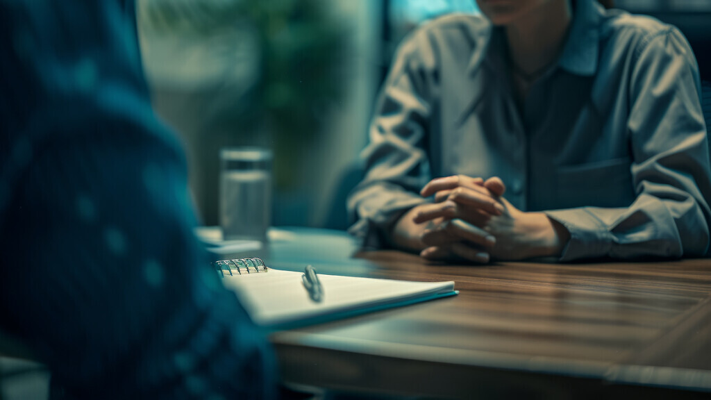 Professional meeting with notepad on the table