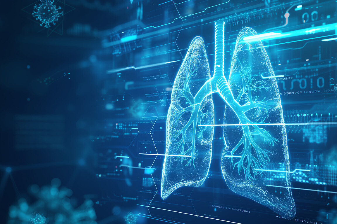 Futuristic medical research or lungs health care with diagnosis