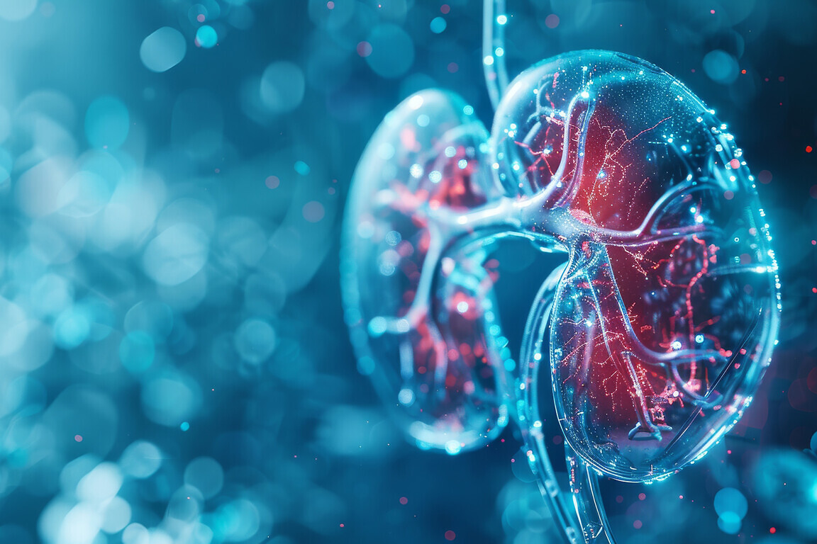 Anatomical representation of human kidneys in transparent design