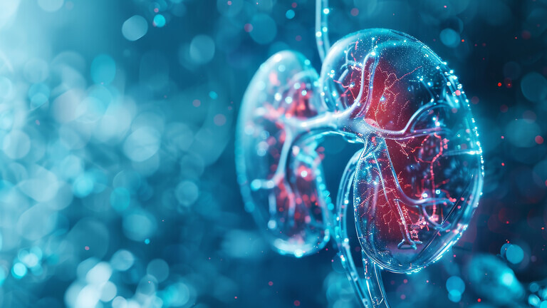 Anatomical representation of human kidneys in transparent design