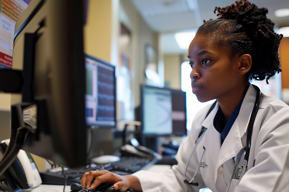 Doctor Reviewing Results in an Electronic Health Record (EHR).