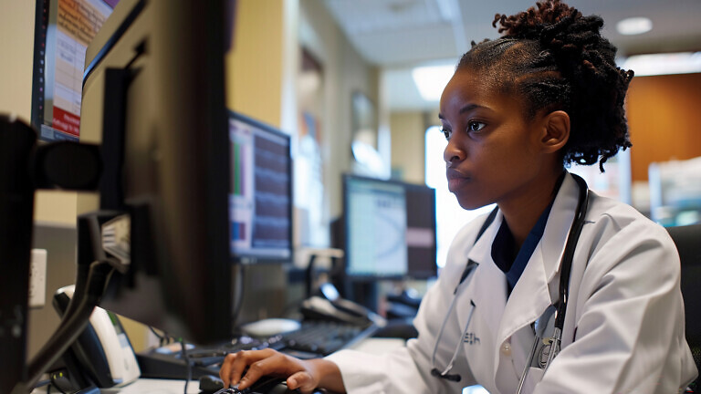 Doctor Reviewing Results in an Electronic Health Record (EHR).