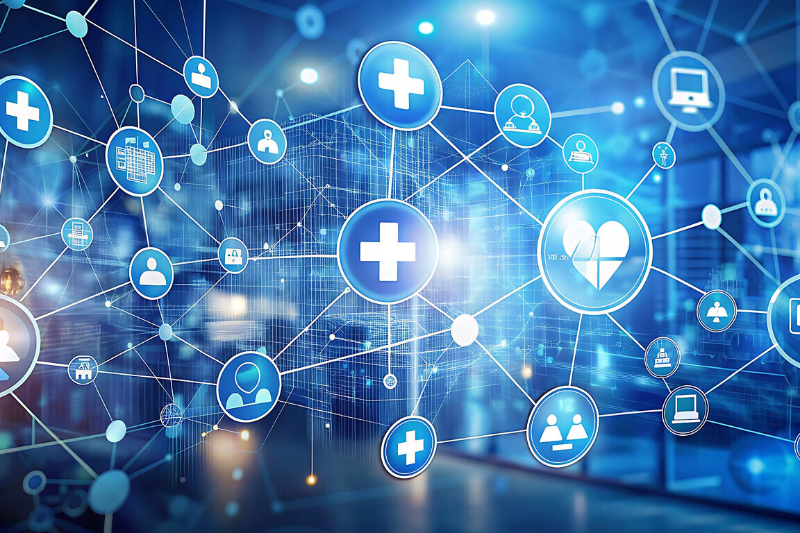 Digital healthcare network connection. technology background.AI