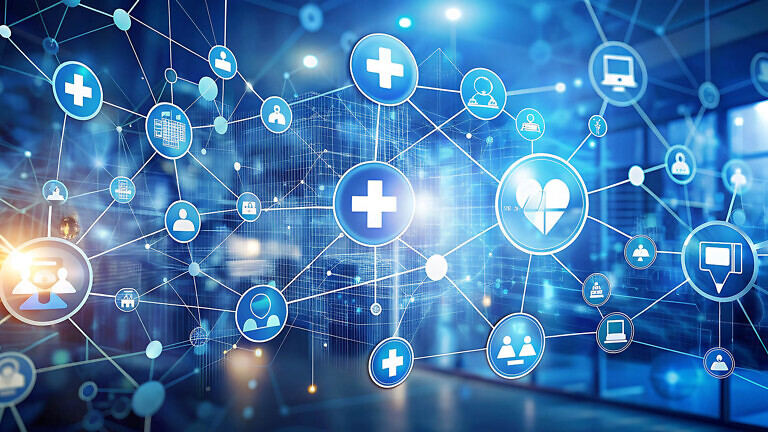 Digital healthcare network connection. technology background.AI