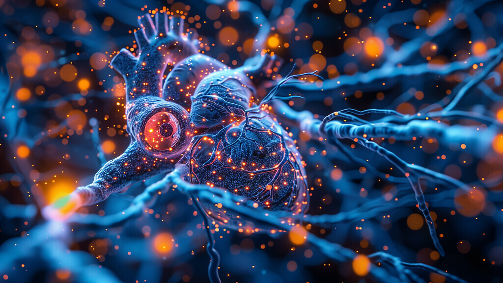 Illustration of artificial intelligence (AI) assisting cardiologists in diagnosing heart conditions