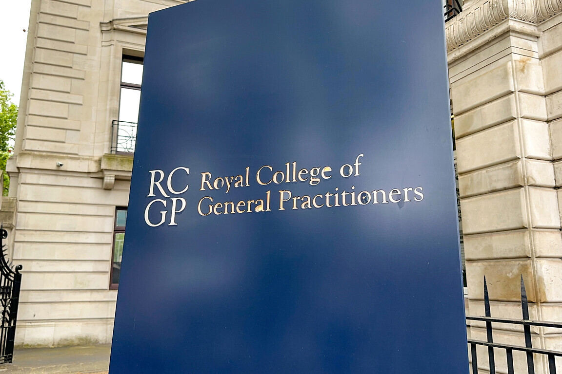 Sign outside the offices of the Royal College of General Practitioners in central London