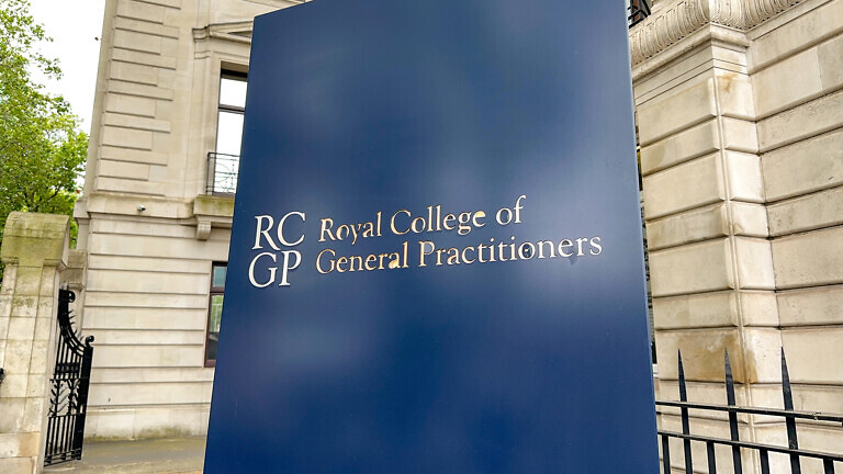 Sign outside the offices of the Royal College of General Practitioners in central London