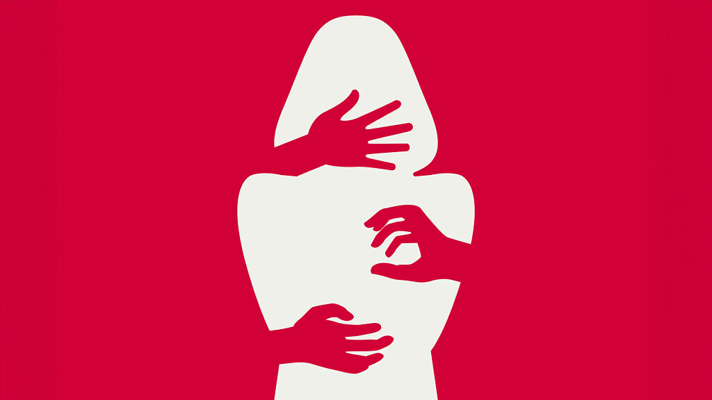 Silhouette of woman, harassment vector illustration.